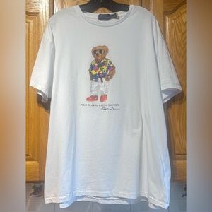 Polo Ralph Lauren Polo Bear White Tropical Theme T-Shirt Men’s XXL EUC